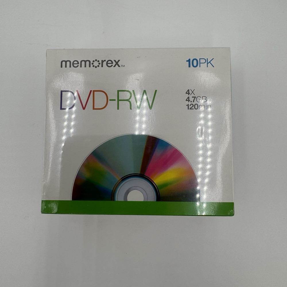 Memorex 05512 DVD Rewritable Media - DVD-RW - 4x - 4.70 GB - 10 Pack Jewel NOS